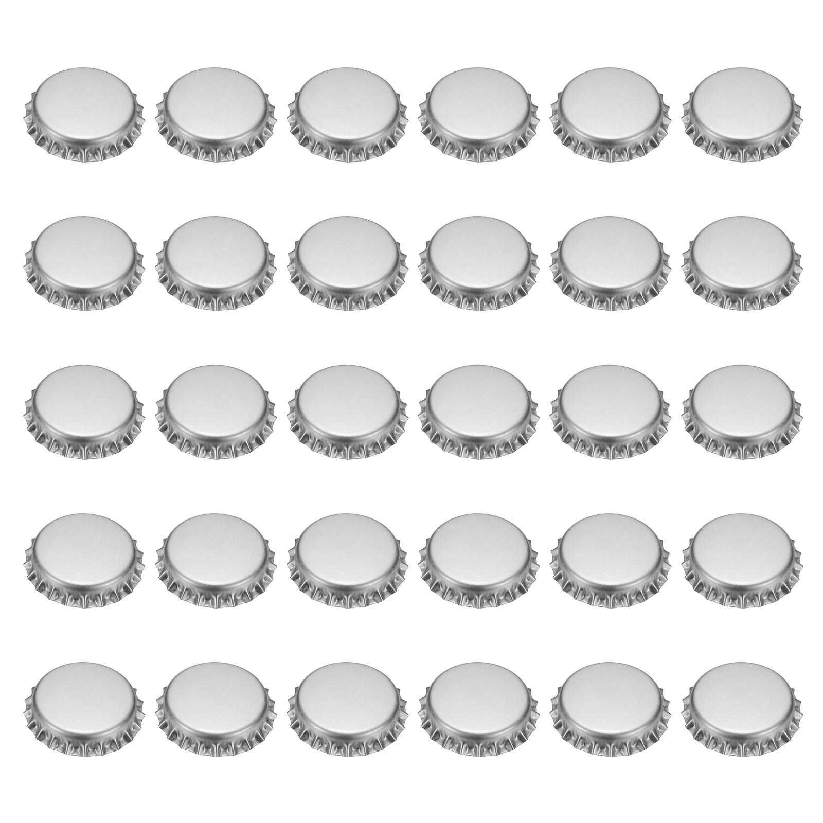 sourcing map 60 Pcs Oxygen Absorbing Beer Bottle Caps, 32mm Pry Off Bulk Crown Caps Bottle Toppers for Soda Beer Wine Glass Bottles Home Brewing DIY Pendants or Craft Scrapbooks, Silver