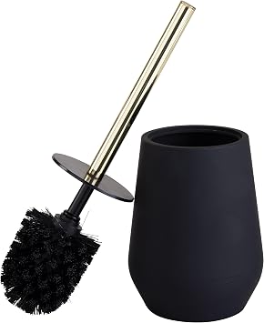 Bath Bliss Soft Toilet Brush | Bathroom Cleaning | Rust Resistant | 360 Degree Bristle Brush | Black