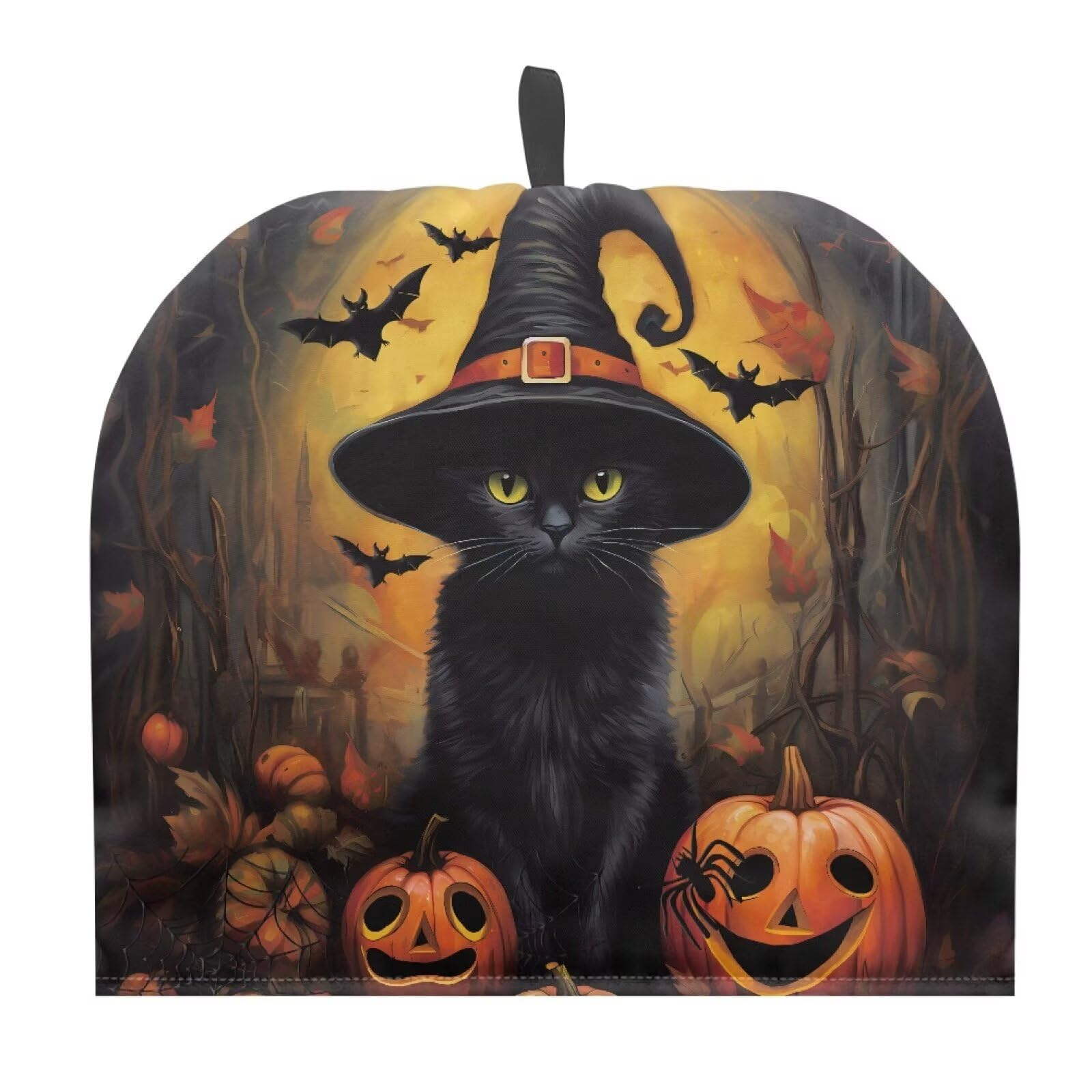 Black Cats Tea Cozy for Teapot Insulated Reusable Kettle Cover Breakfast Warmer Pumpkins Tea Pot Cozy for Keeping Warm All Saints' Eve Thick Teapot Dust Protector