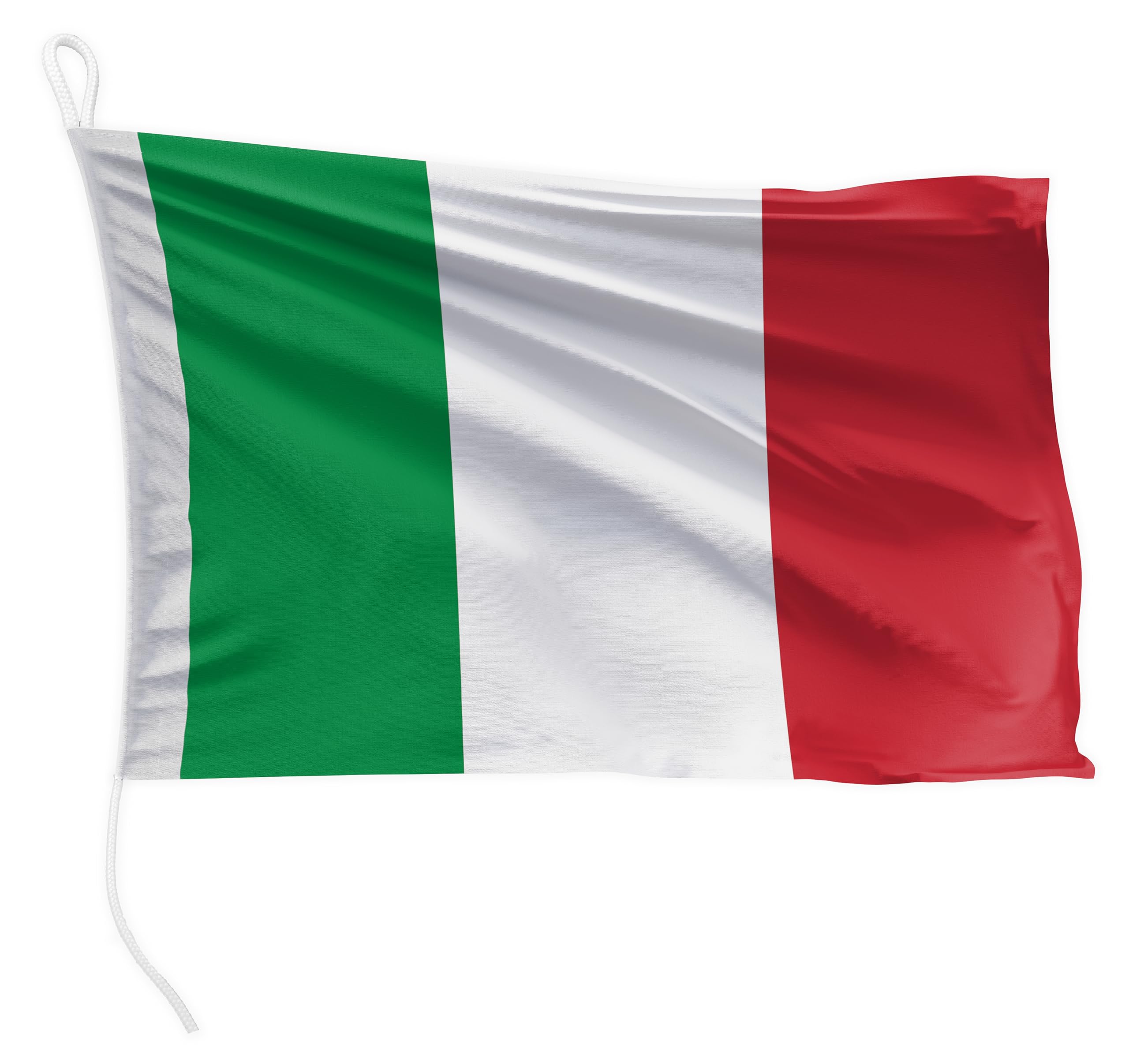 bandiera per barca Italia 30 x 20 cm formato orizzontale - peso del tessuto 115g/m² - stampata, robusta con corda e occhiello, accessori per barca barca a motore