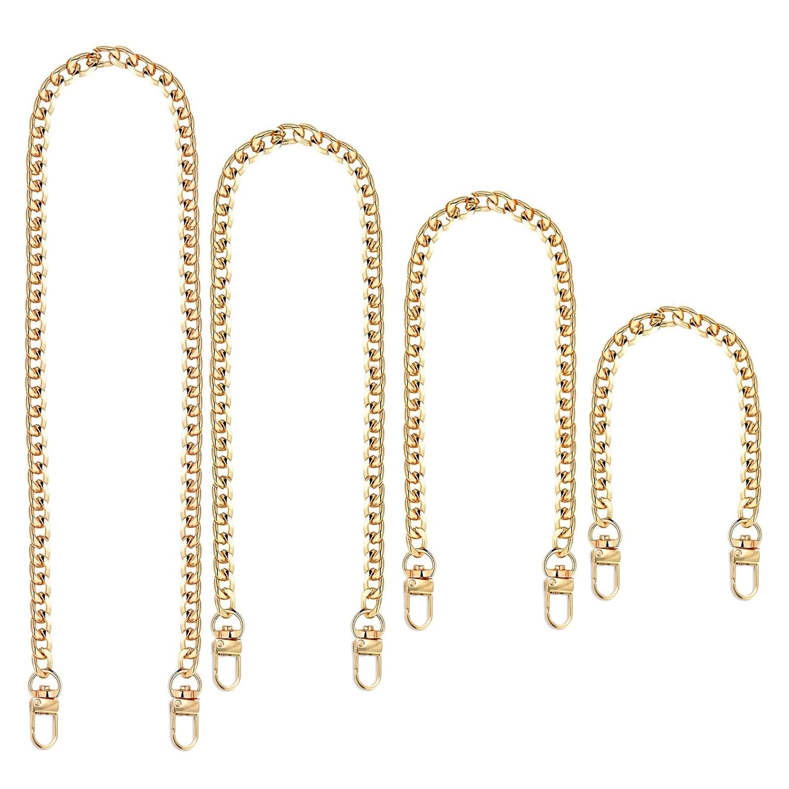 SenZee Gold Bag Chain, 4 Pack Handbag Chain for Bag Strap Gold Shoulder Bags Straps Wallet Chains Replacement for Purse Making 120cm 100cm 60cm 40cm