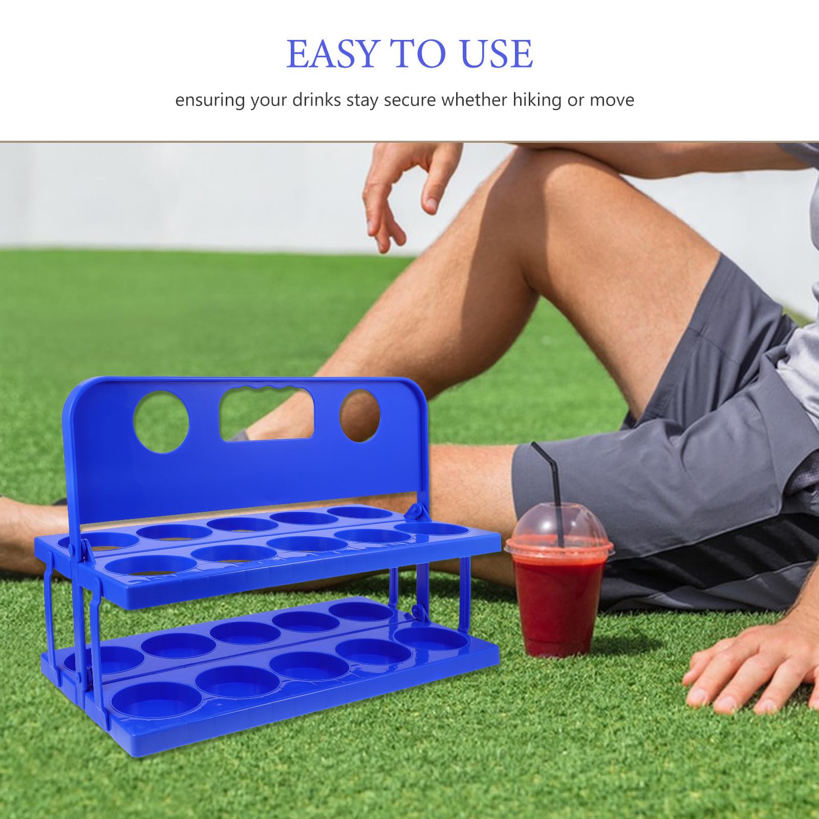 Porte-Gourde Pliable Portable Bleu avec 10 Compartiments et Base Stable pour Séances D'entraînement en Groupe et Voyages