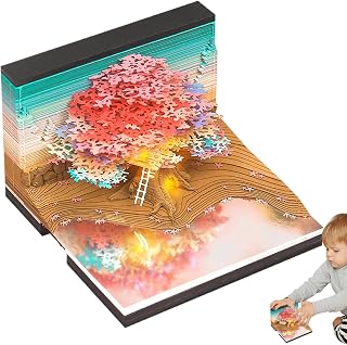 3D アート カレンダー 2025 - アート カレンダー メモ帳 紙彫り 2025 卓上カレンダー |革新的な卓上カレンダー 計画カレンダー, 3Dアートカレンダー 2025 2025 ツリーハウス ペーパー彫刻カレンダー タイムスライスカレンダー カラーツリーハウス 手引きノートペーパー 2025 クリエイティブデスクカレンダー