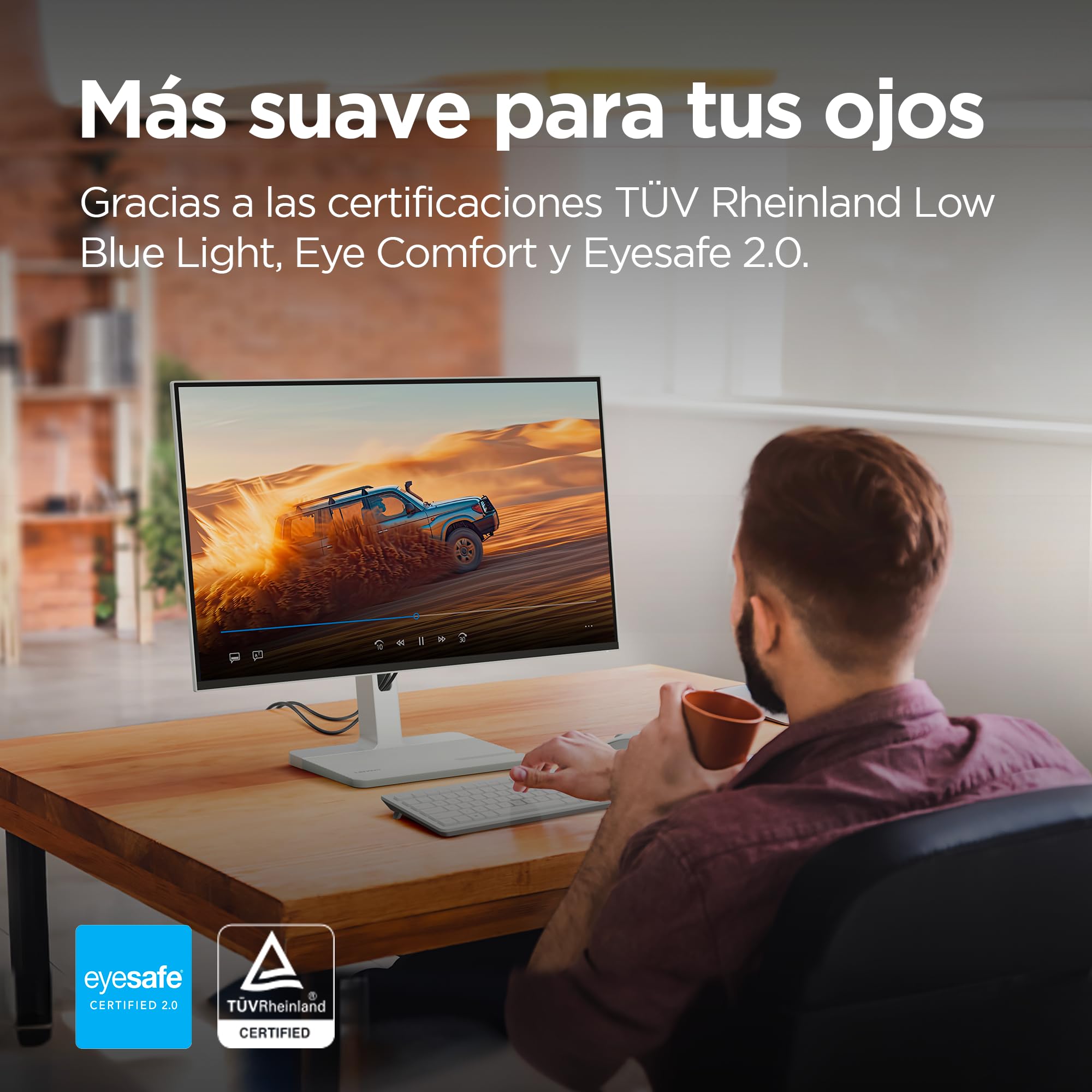 Lenovo L27h-4A - Monitor QHD 27" (IPS, 4 Lados Ultrafinos, HDMI - DP - USB-C, 16:9, Tasa de Refresco 100 Hz, Tiempo Respuesta 1ms, Montaje VESA 100 mm, Ajuste Inclinación/Altura/Pivote/Giro) - Gris