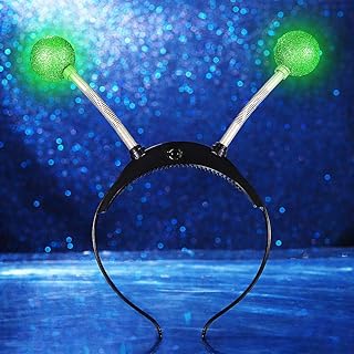 Light Up Alien Headband LED Martian Antenna Hair Band Space Costume Hair Accessories for Halloween Party