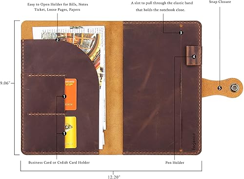 Miniatura 3 de Moleskine - Funda hecha a mano para cuaderno Moleskine de tapa dura, tamaño grande, 5 x 8.25 pulgadas, funda de cuero vintage con soporte