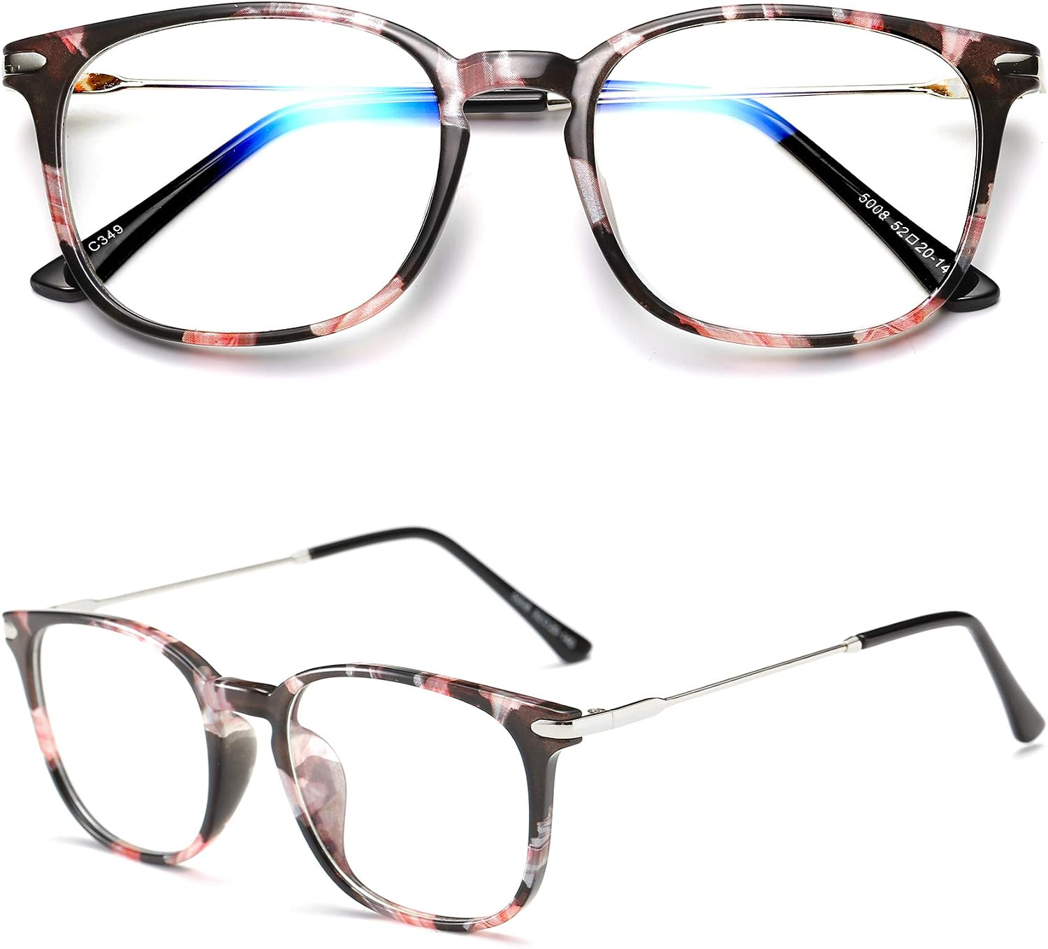 Penbea Blue Light Blocking Glasses Women - Computer Gaming Working Glasses for Women, Fake Non Prescription Anti Blue Light Glasses Women Eye Strain, Blue Blockers Glasses for Women - Flower