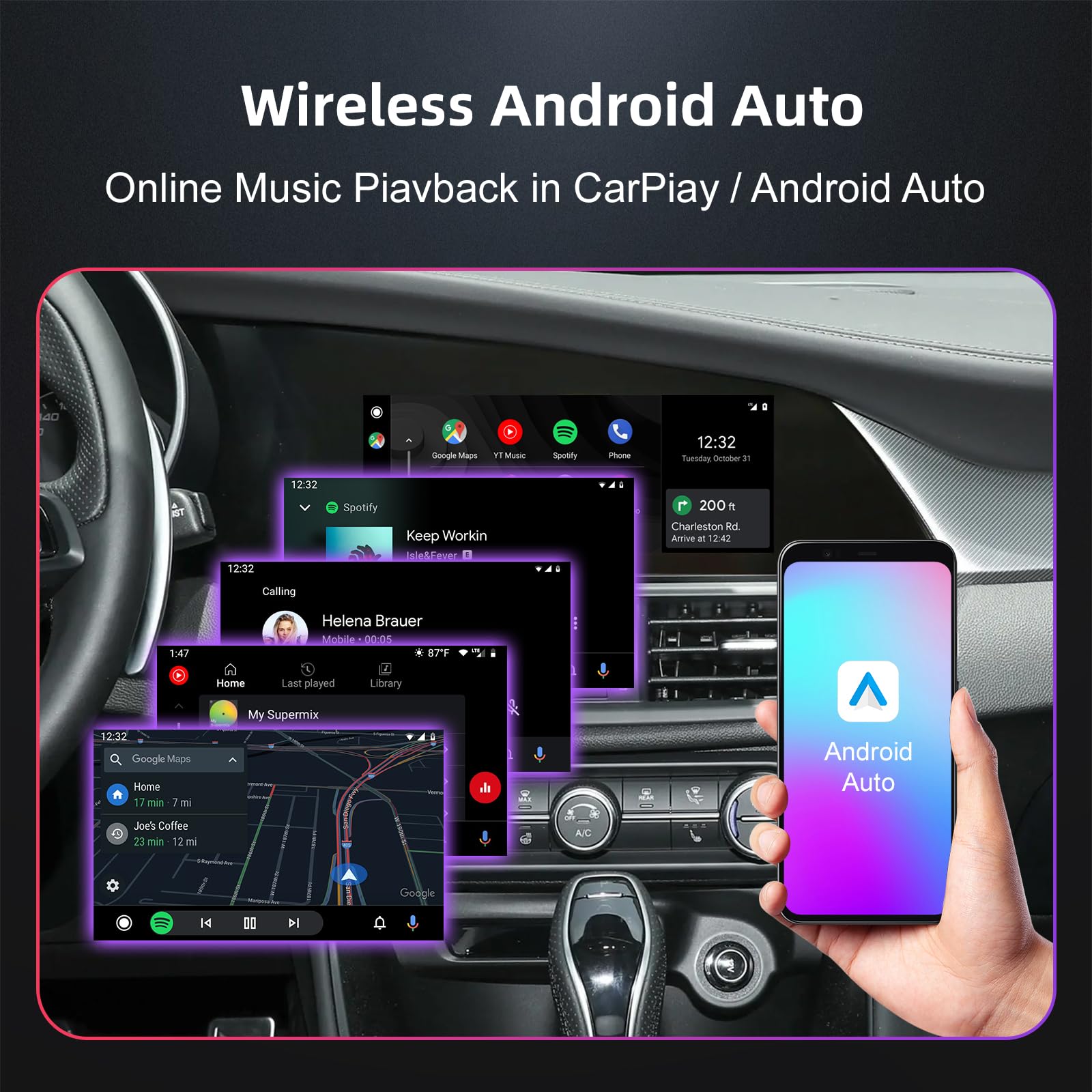 Wireless CarPlay e Android Auto Retrofit Kit per Alfa Romeo Giulia Stelvio | Plug & Play Carplay Adattatore per Alfa 2017-2020 con schermo da 6.5"/8.8" supporta SWC Bluetooth WiFi Siri Navigazione GPS