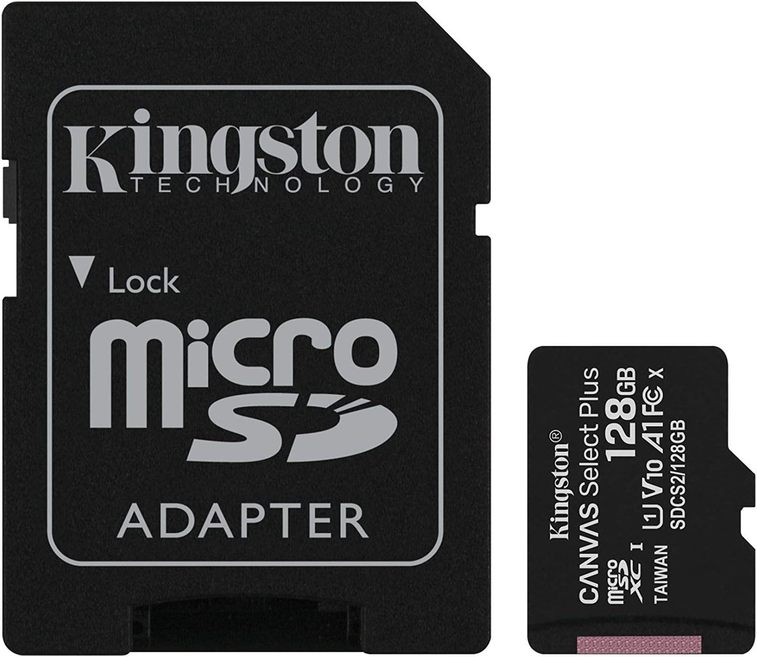 Kingston Canvas Select 128GB MicroSD XC Class 10 Memory Card UHS-I TF 80MB/s SDCS2/128GB with Mini MemoryMarket MicroSD Memory Card Reader
