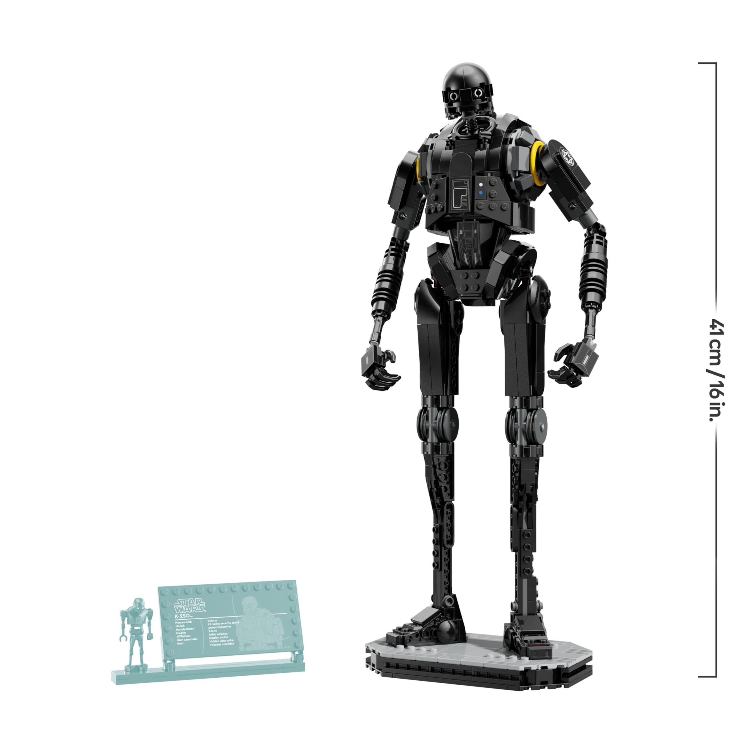 LEGO Star Wars 75434 Sicherheitsdroide K-2SO Spielzeug - Figur zum Bauen & Ausstellen, Sammler-Modell mit Infotafel – Geschenk für Jungen, Mädchen ab 10 Jahre und Erwachsene Andor-Fans