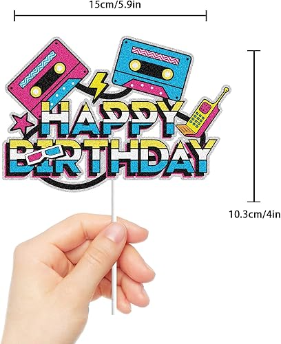 Miniatura 2 de Decoraciones para tartas de cumpleaños de los años 80 y 90, temática retro de hip hop, decoraciones para fiestas de los años 80 y 90, suministros