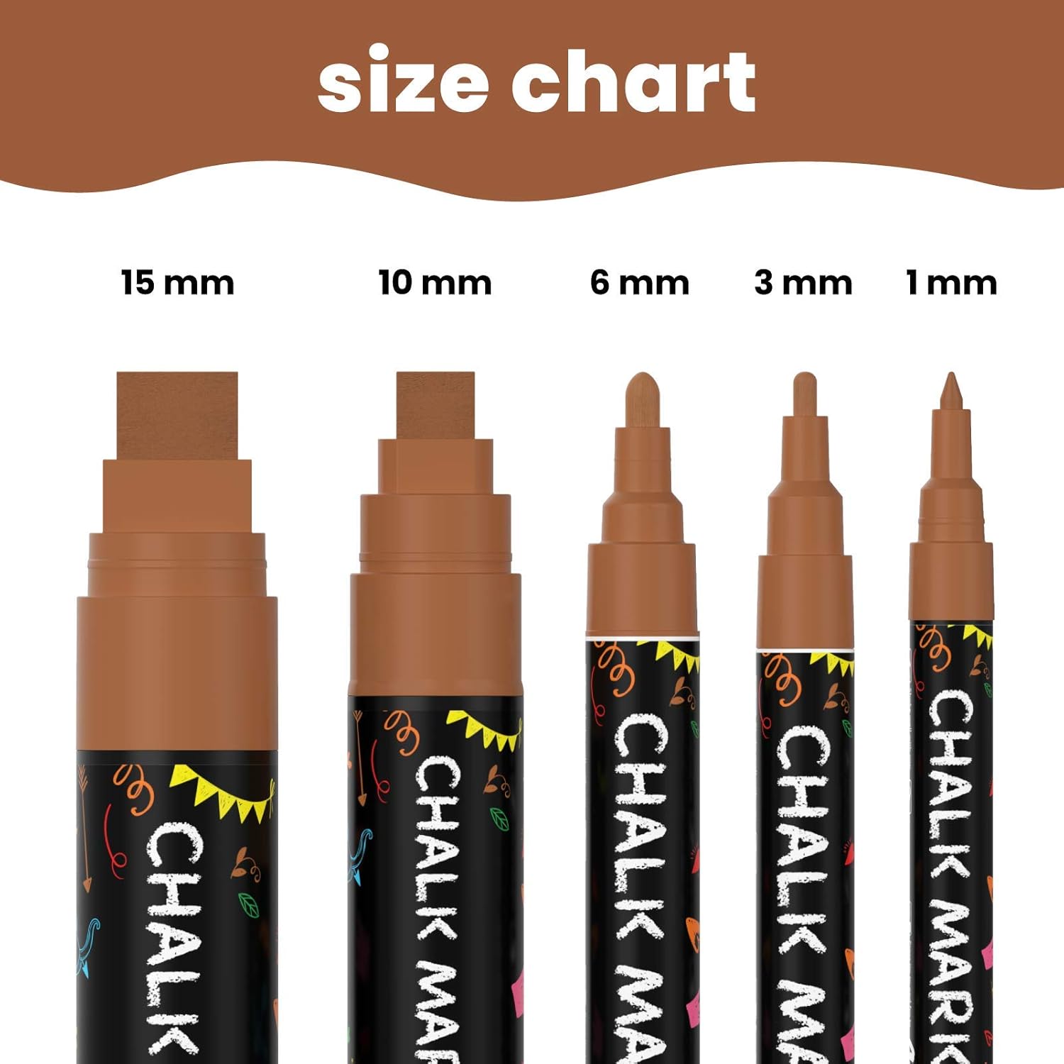 5 Brown Chalkboard Chalk Pens Brown Dry Erase Markers for Blackboard