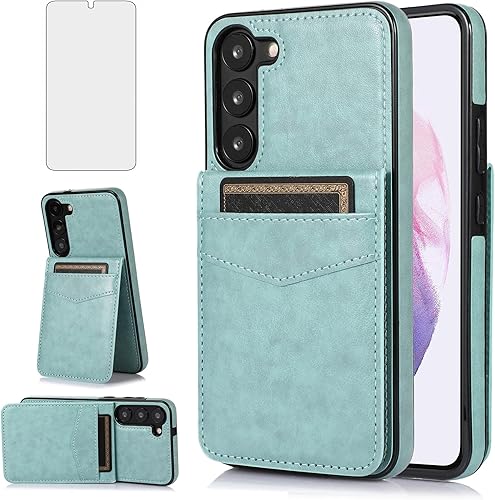 Asuwish Funda de teléfono para Samsung Galaxy S23 Plus S23+ 5G de 6.6 pulgadas con protector de pantalla de vidrio templado y tarjetero de crédito,