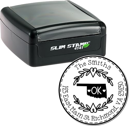 Miniatura 639 de Round State Love - Sello de dirección de devolución para Texas, uso con almohadilla de sello, mango de madera, sello de dirección de Texas