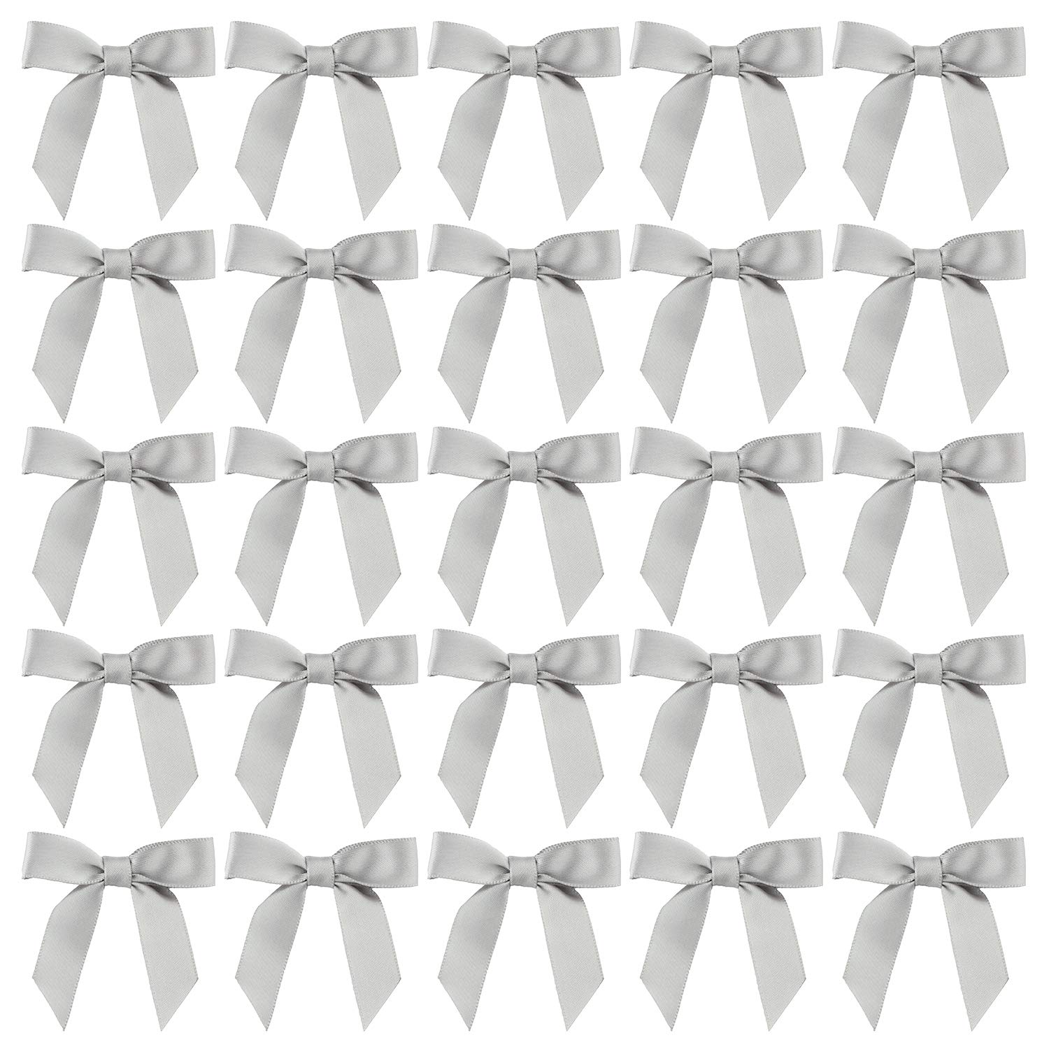 7Rainbows 30pcs Boutique 2" Light Gray Satin Ribbon Bows for Craft Sewing Scrapbooking Wedding and Gift Wrapping