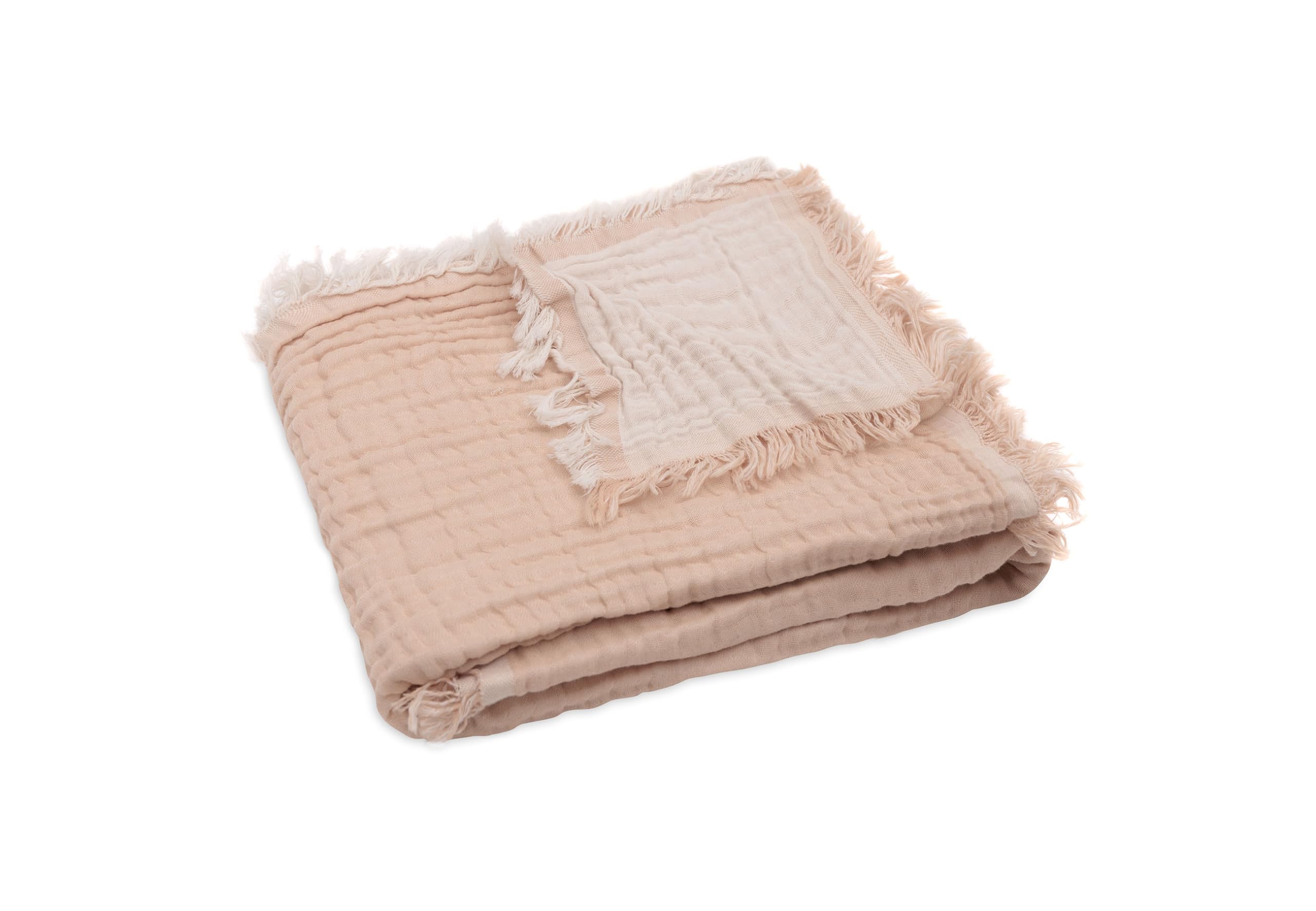 Jollein Couverture Bébé Fringe Moonstone/Ivoire 75x100cm - 100% Coton Bio GOTS