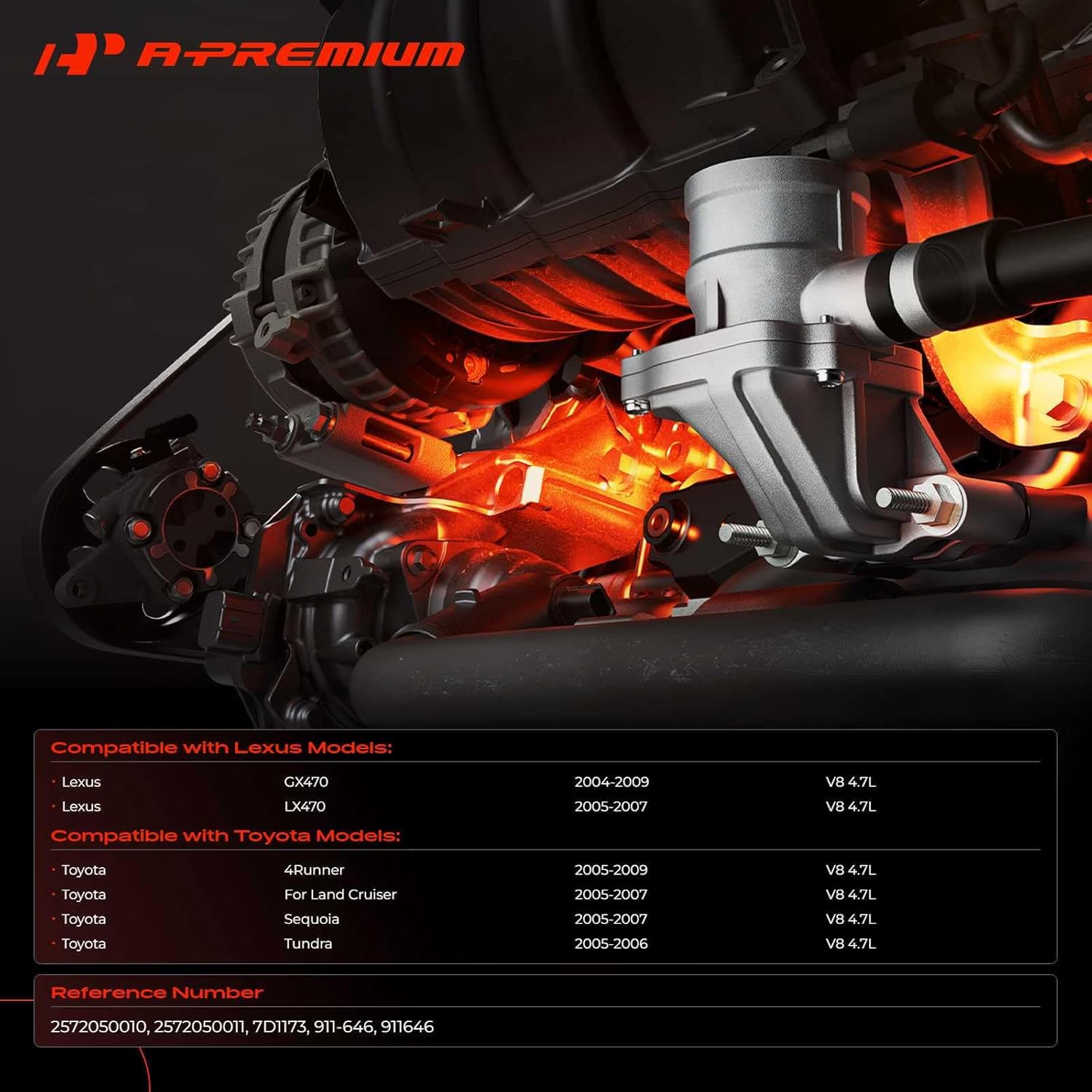 A-Premium Secondary Air Injection Check Valve Compatible with Toyota Tundra 2005-2006, 4Runner 2005-2009, Sequoia 2005-2007, Land Cruiser 2005-2007 & Lexus GX470 2004-2009, LX470, No. 1 Check Valve