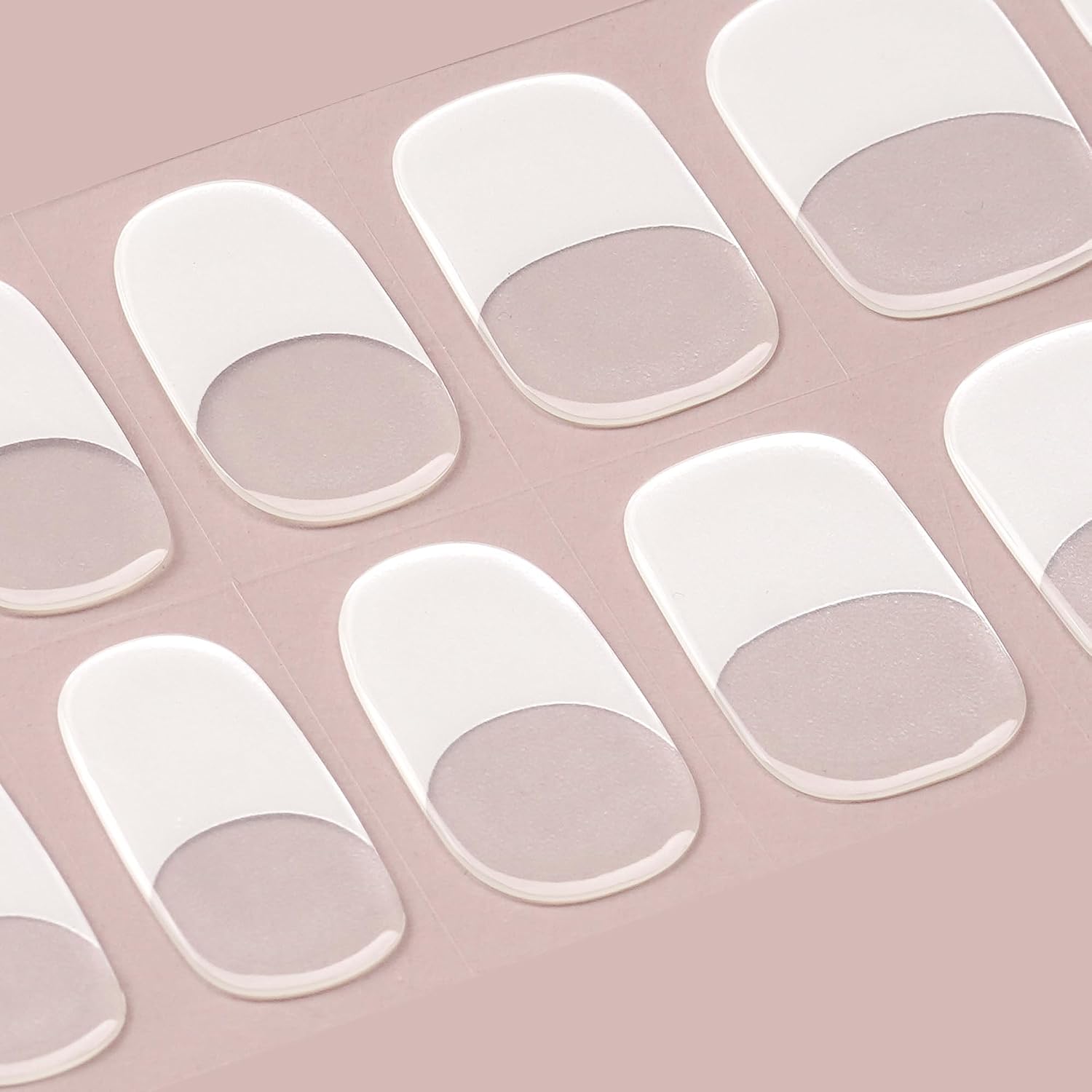 DANNI & TONI Semi Cured Gel Nail Strips Classic French (Lily Grace) Shiny French Tip Gel Nail Wraps UV Led Nails 28 Stickers