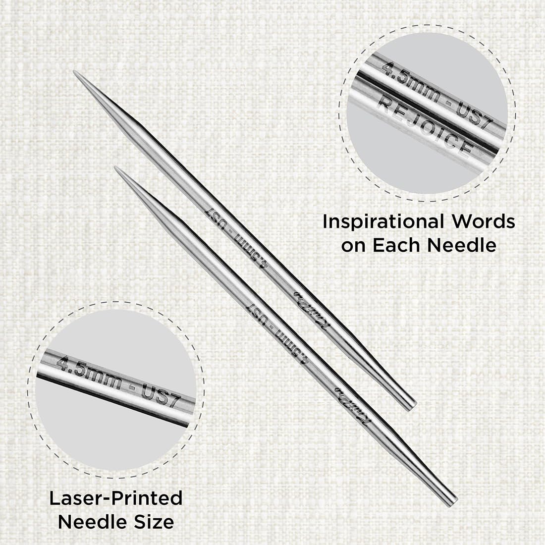 KnitPro The Mindful Collection Interchangeable Circular Needles 5" (13cm), Silver, 4.50mm - Image 2