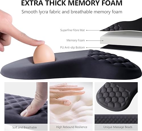 Miniatura 3 de Laokiiy - Soporte de muñeca para mouse, reposamuñecas para teclado 2 en 1 + alfombrilla ergonómica para mouse, reposamuñecas antideslizante para