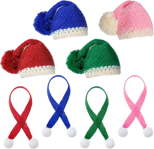 Vista 61 de Geyoga 8 piezas de mini sombreros y bufandas de Papá Noel, accesorios de Navidad, sombrero de gnomo pequeño para manualidades, bricolaje para Blanco