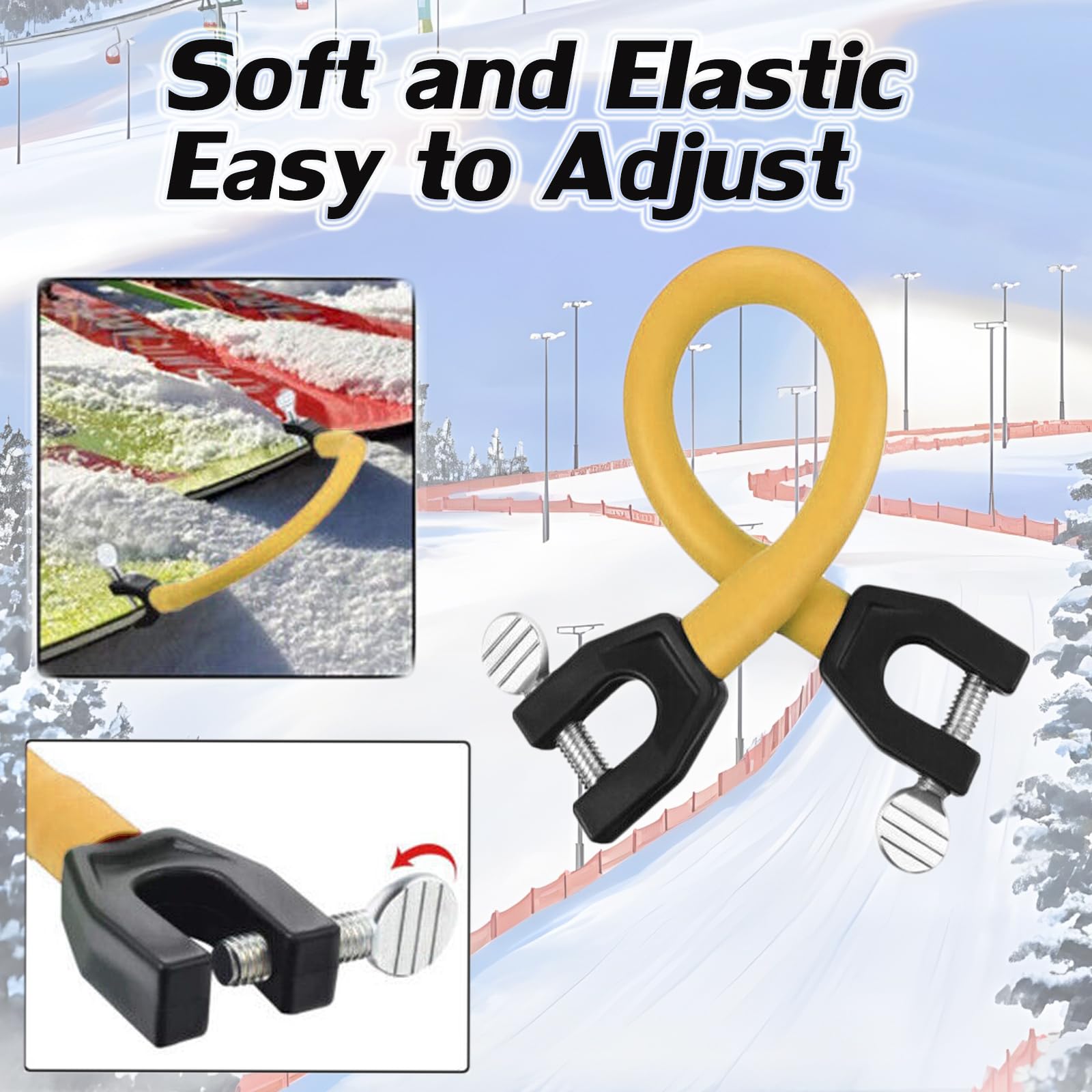 2PCS Ski Tip Connector Trainer Ski Clips for Kids EOHMAK Snowboard Connector Ski Clips Connectors for Beginners Skiing Training and Speed Control Ski Tip Wedge Aid Skiing Equipment (Yellow)