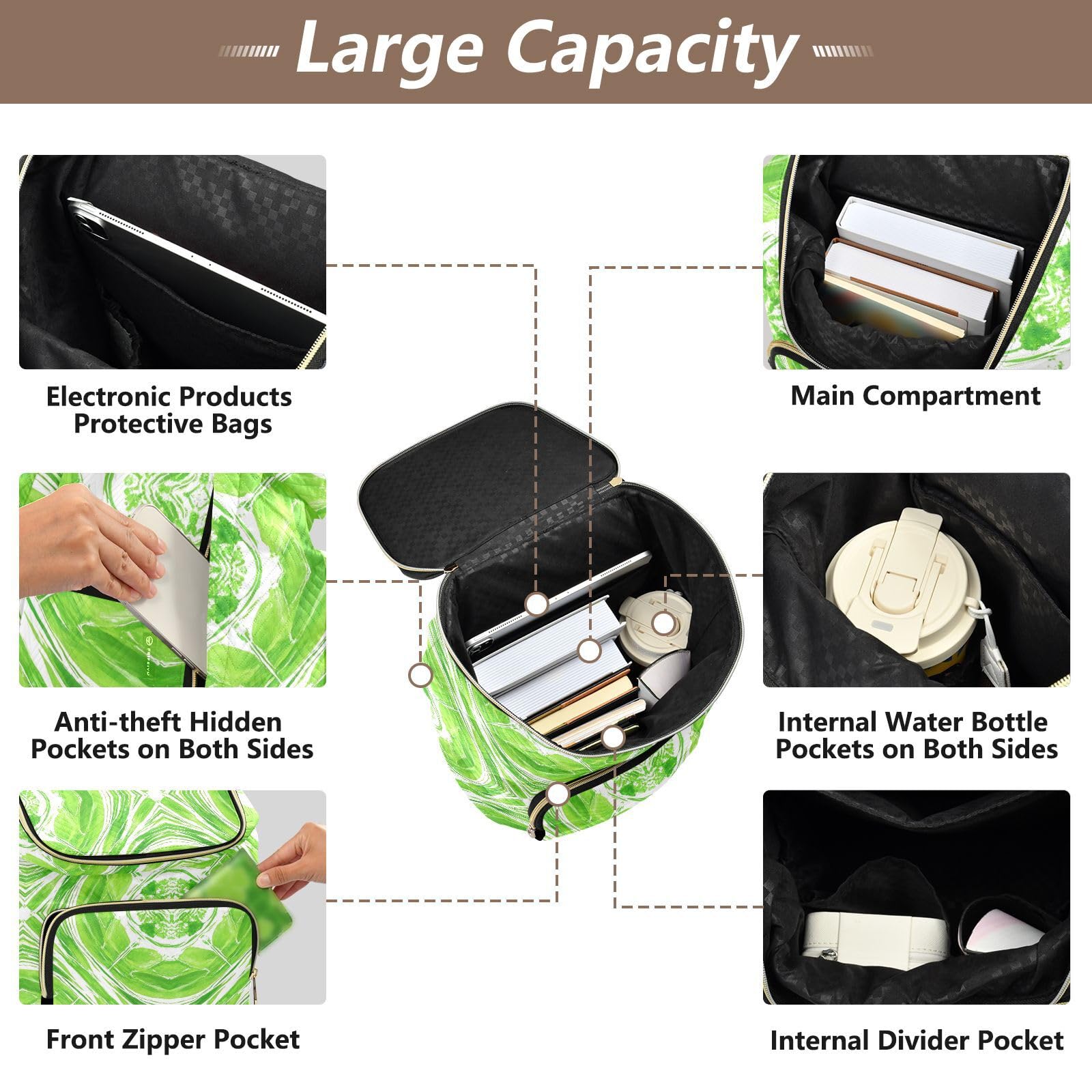 Zaino da donna 15L Premium elegante zaino portatile versatile