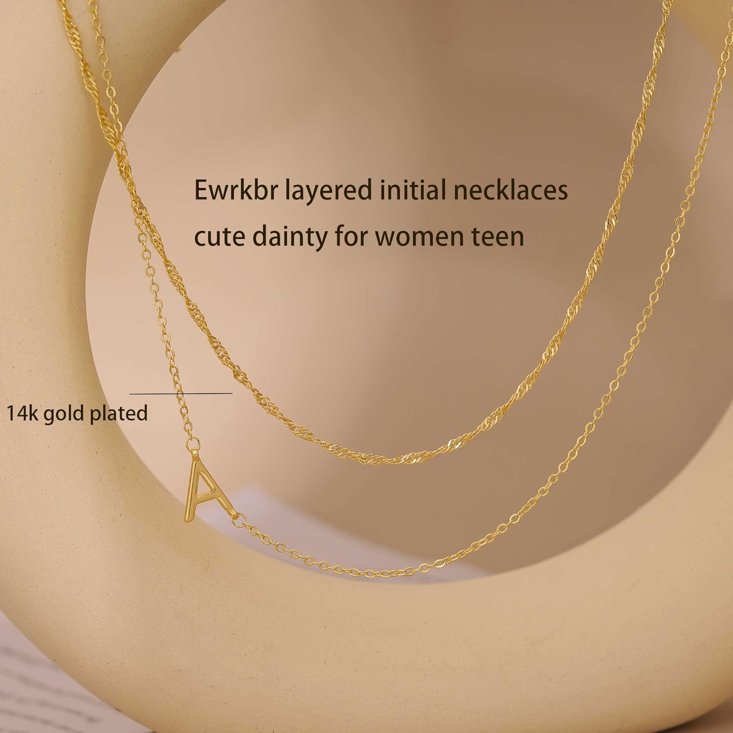 Ewrkbr Layered Initial Necklaces for Women, Dainty Gold Letter Necklace Stack 14k Gold Plated Layered Initial Choker Necklace for Women Trendy Simple Gold Necklace Set Fashion Womens Jewelry Set - Image 6