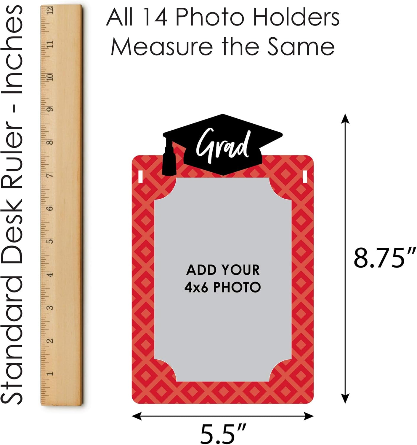 Big Dot of Happiness Red Grad - Best is Yet to Come - DIY Red Graduation Party Decor - K-12 School Picture Display - Photo Banner
