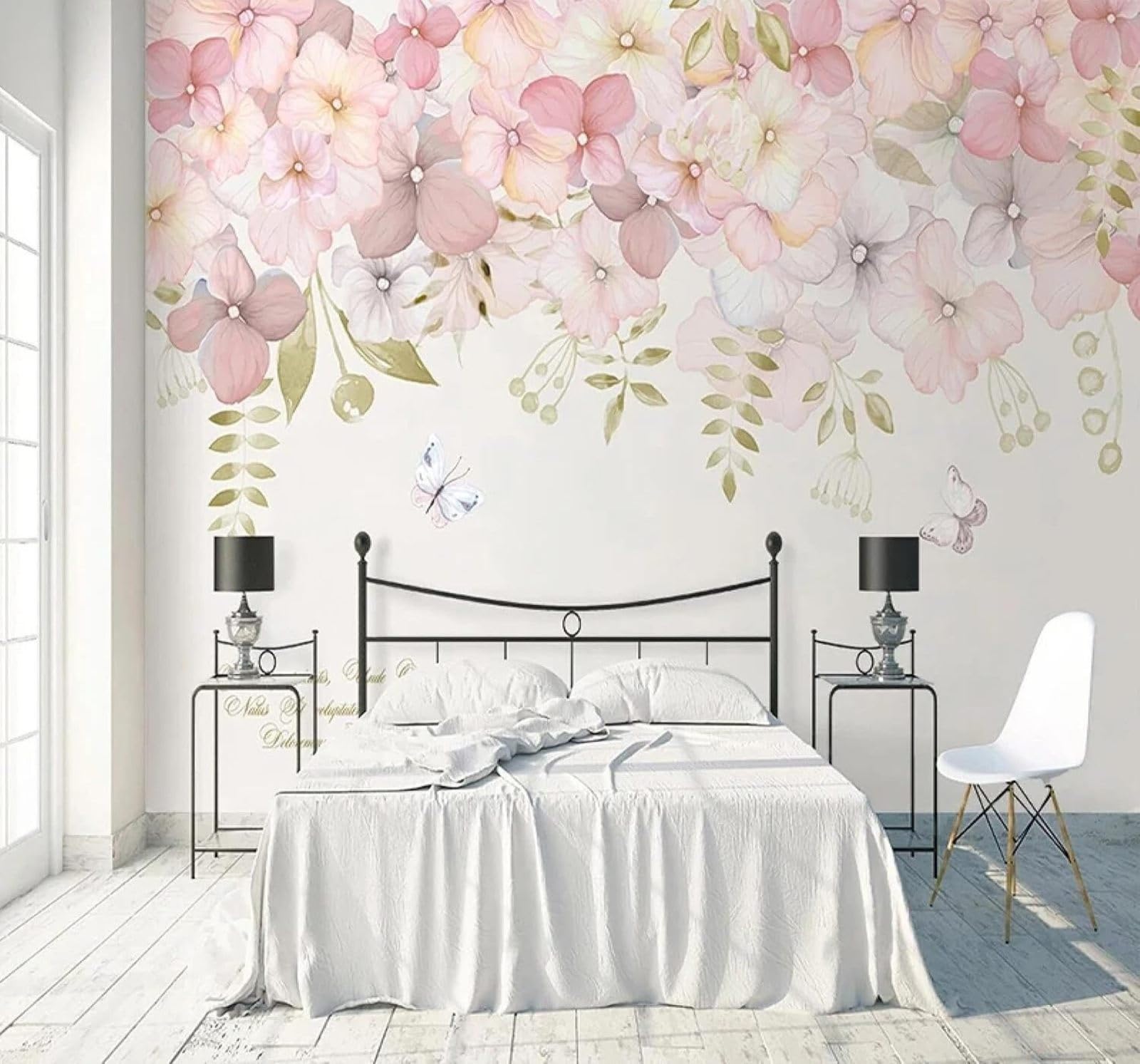 Tzxztt Romantic Pastoral Hand Painted Pink Floral Modern 3D Wallpaper Premium Textured Silk Neutral Tones Material Ideal for Living Room Bedroom-300cm×210cm