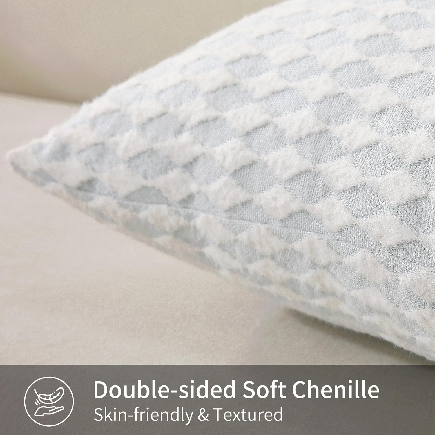 Decorative Throw Pillow Covers 24x24 Inch Set of 2,Boho Diamond Pillowcase for Couch Pillow Covers Home Decor Living Room Bed,Light Blue