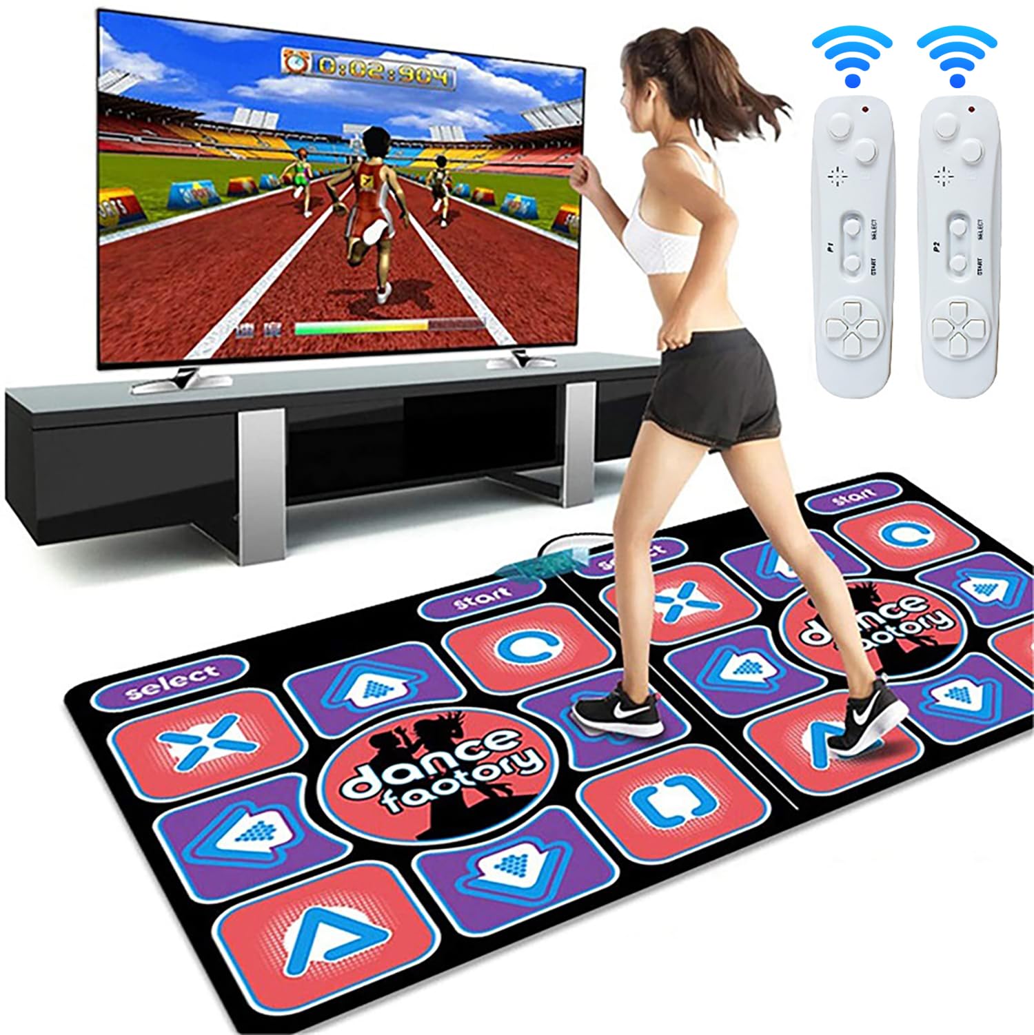 FXKJ Alfombra de Baile HDMI para Adultos y Niños Alfombra de Danza Multifunción Musical Electrónica De Doble Usuario Esterilla de Baile Plegable para TV y PC