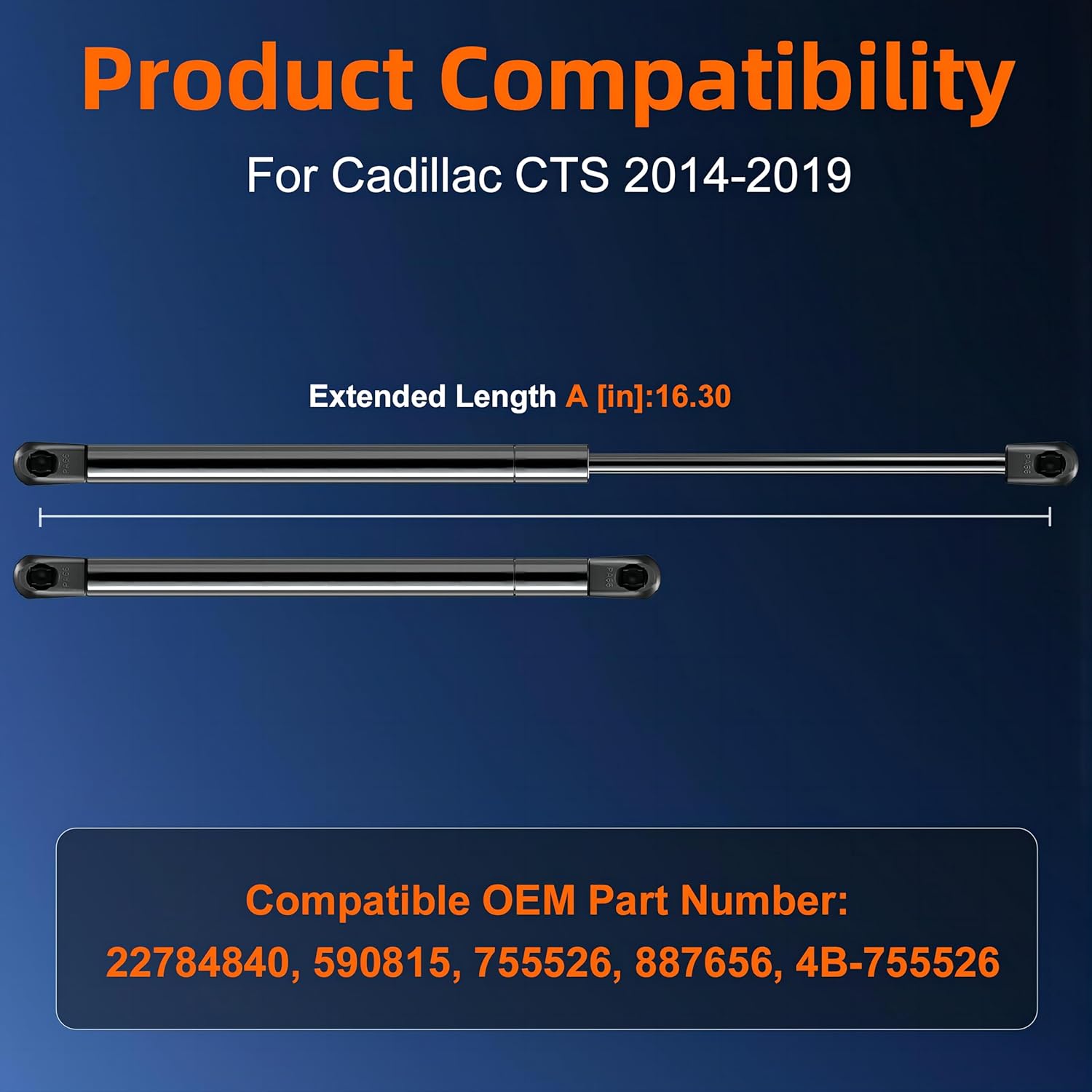 Qty (2) 22784840 590815 Hood Shock Strut Lift Support Compatible with Cadillac CTS 2014-2019, Replace# 4B-755526