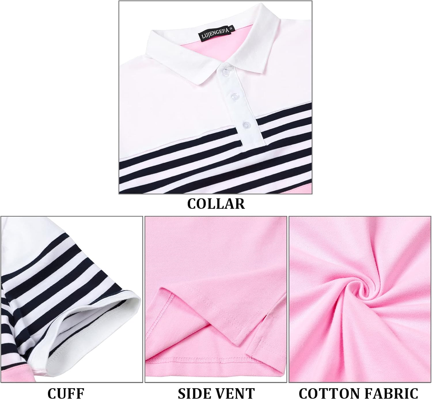 Mens Polo Shirts Long/Short Sleeve Striped Casual Slim Fit Golf Polo Contrast Color Summer Cotton T-Shirts