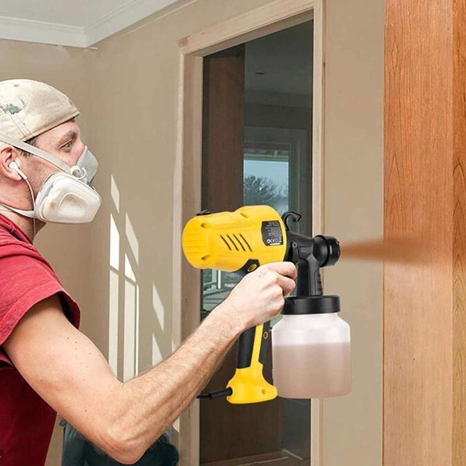 Pistola De Pintura, Pistola De Pulverización Eléctrica, Alta Potencia De 400W Con Flujo Máximo De 1000Ml/Min, 3 Modos De Pintar, Fácil De Rociar Y Limpiar,Amarillo