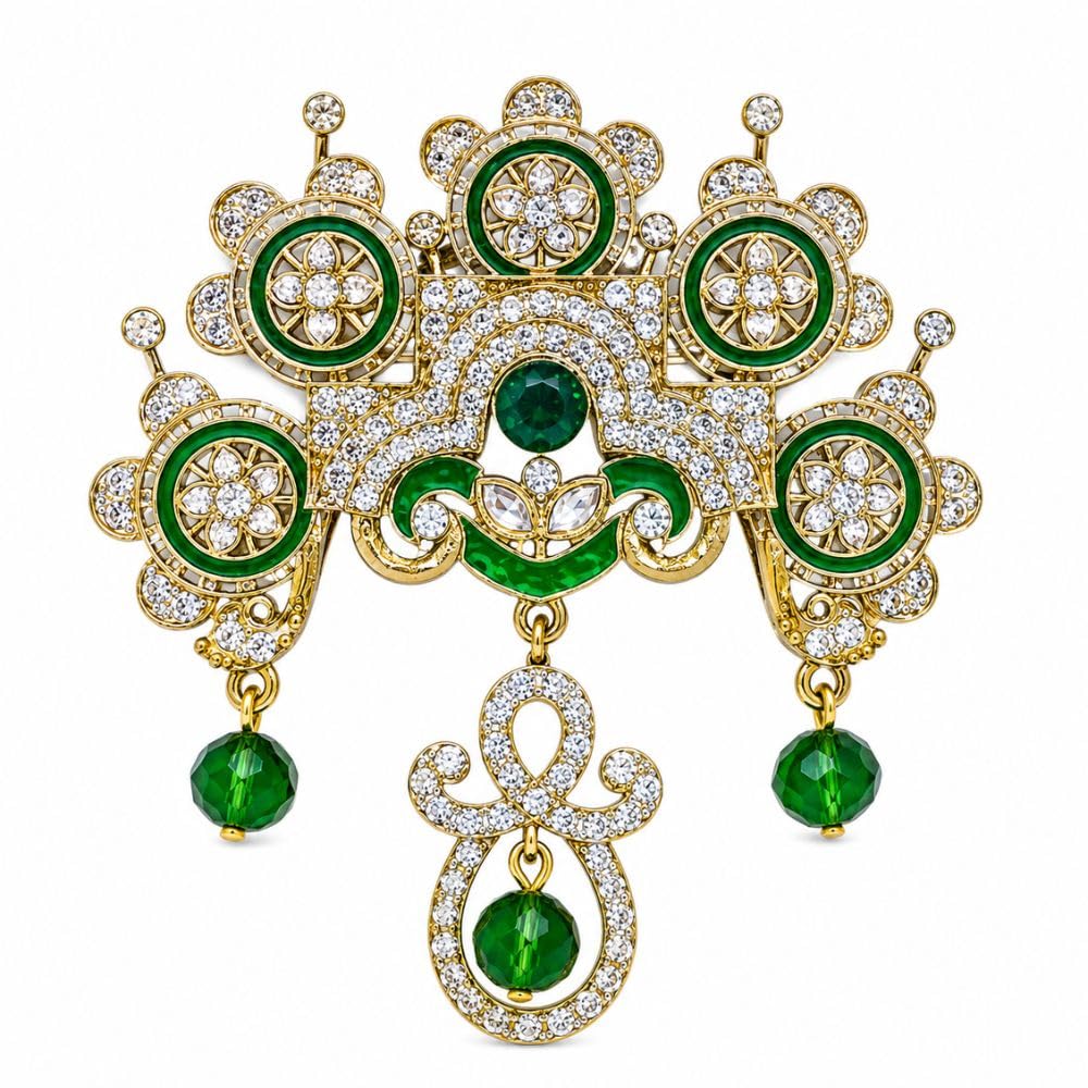 i jewels Traditional Gold Plated Stone Studded Floral Brooch for Sherwani, Indo Western, Suit, Blazer & Kurta for Men (SMBR010G)-picture-15
