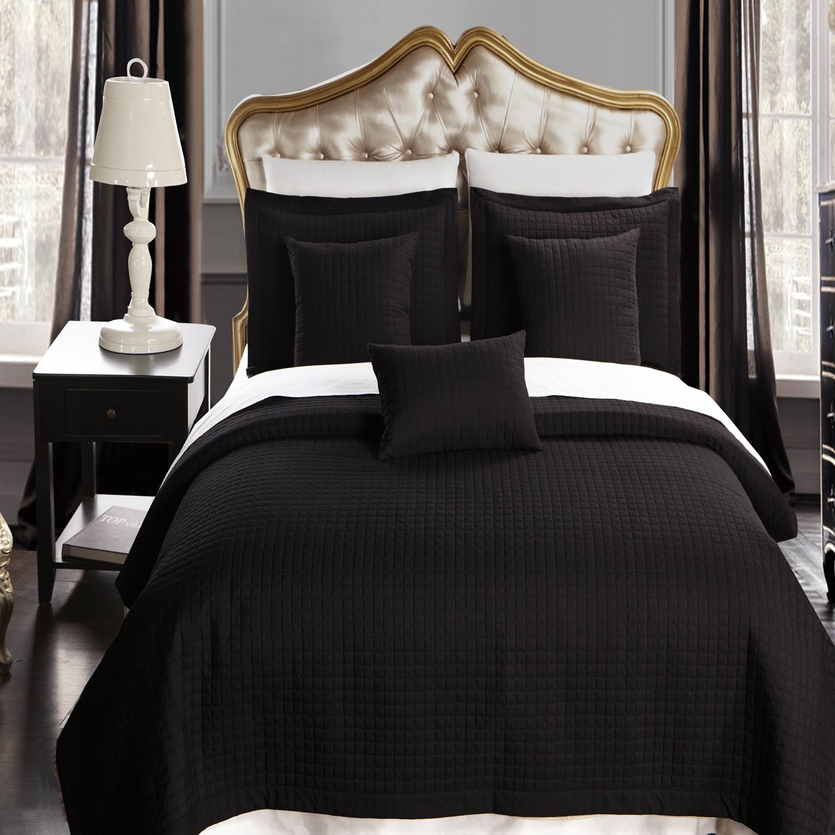 Royal Hotel Copriletto Luxury Microfibra Quadri - Set 3 Pezzi Full/Queen