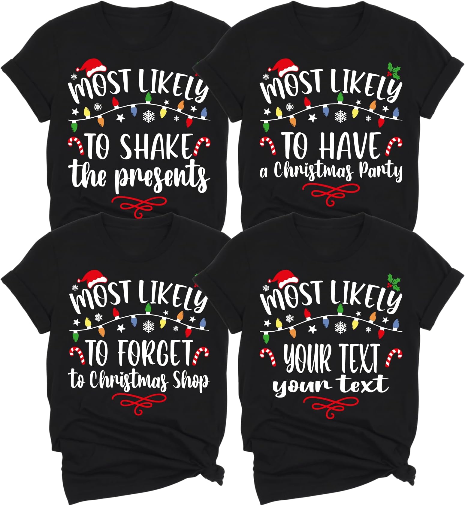 - 60 Quotes Most Likely to Christmas Tshirt, Personalized Christmas Family Matching Shirts, Sarcastic Funny Christmas Tshirts