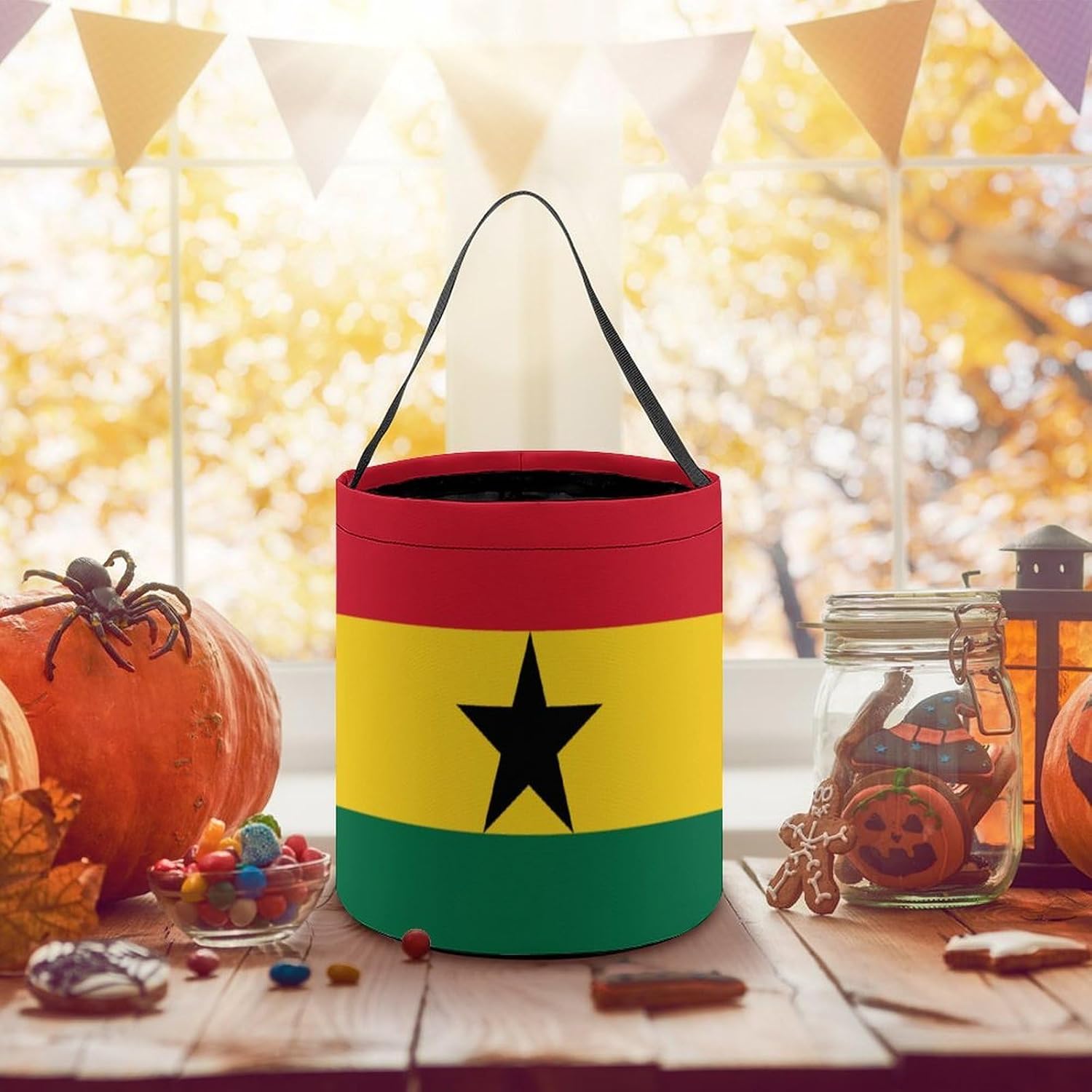 Ghana Flag Candy Bag Halloween Treat Goody Bags Party Basket Handbag Holiday Decor
