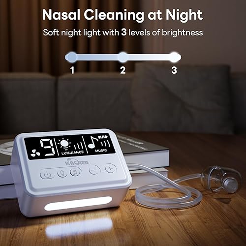 Miniatura 6 de KNOIER Aspirador nasal para bebé, chupón de nariz para niños pequeños, succión eléctrica de nariz para bebé, limpiador automático de nariz con 3