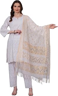 LONIX Women's White Chikankari Kurta Set