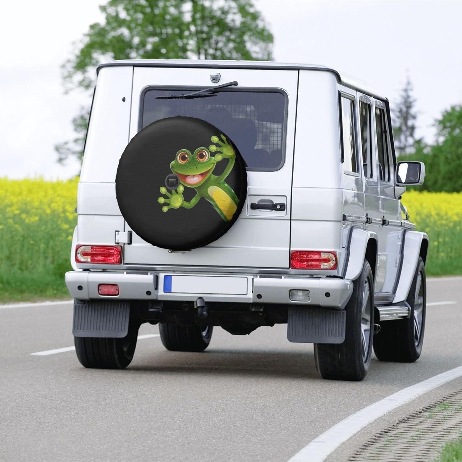 Funny Frog Spare Tire Cover with Backup Camera Hole Universal Fit for Wrangler Rv SUV Truck Travel Trailer JL, Waterproof Dust-Proof Leather Wheel Protectors