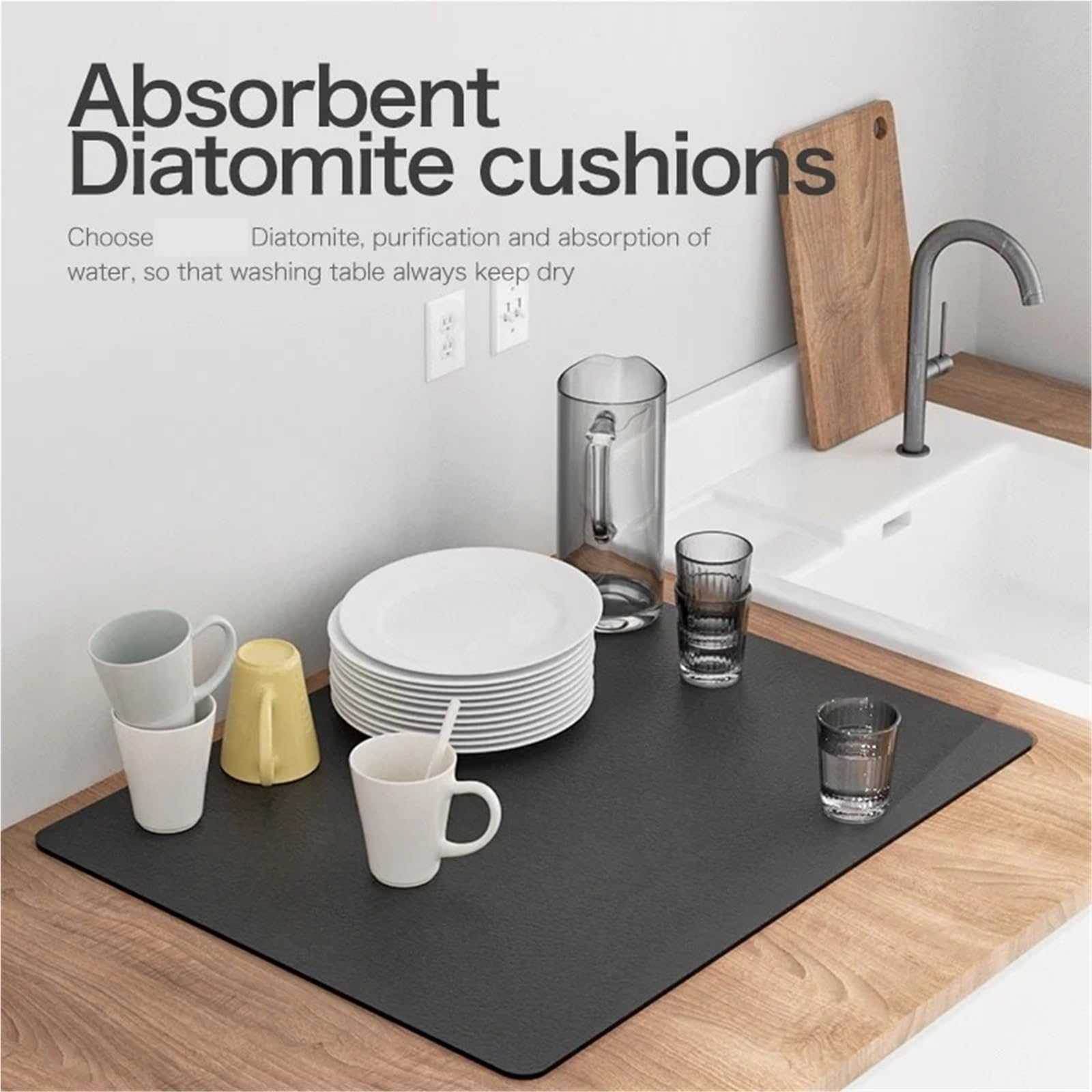 Alfombrilla para Café Bar Tapete Absorbente for Escritorio, tapete Absorbente for Mesa de té, Barro de diatomeas, Impermeable, sin Lavado térmico, 2 uds.(Beige,30x40CM)