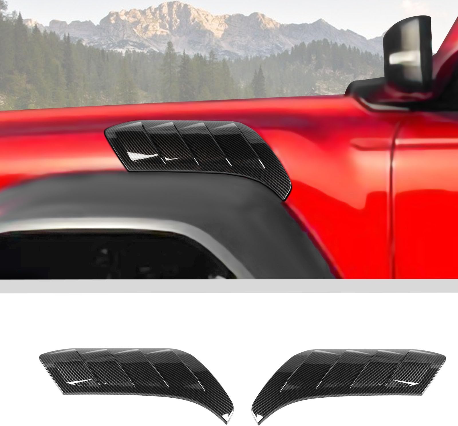 JWWY for Bronco Side Air Conditioning Vent Outlet Cover Trim Compatible with 2021-2023 Ford Bronco Raptor Accessories Black Carbon Fiber 2PCS