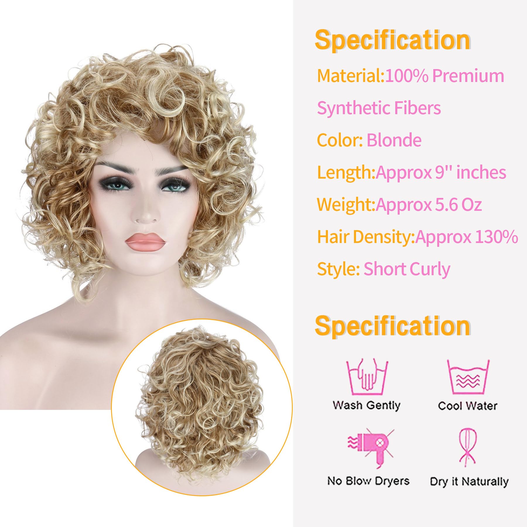Amazon.com : Kalyss Short Curly Wavy Blonde Wigs for Women 