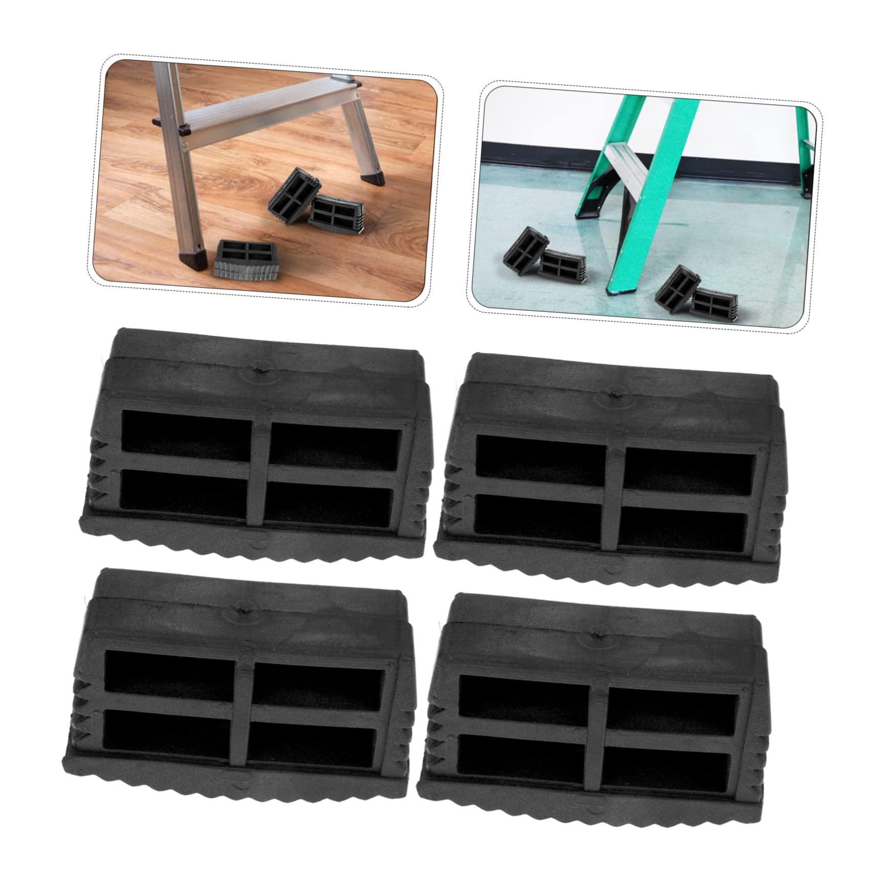 Sewroro 4-Pack Replacement Ladder Feet Covers – Rubber Non-Slip End Caps For Step Ladders, 1.97" Square, Durable
