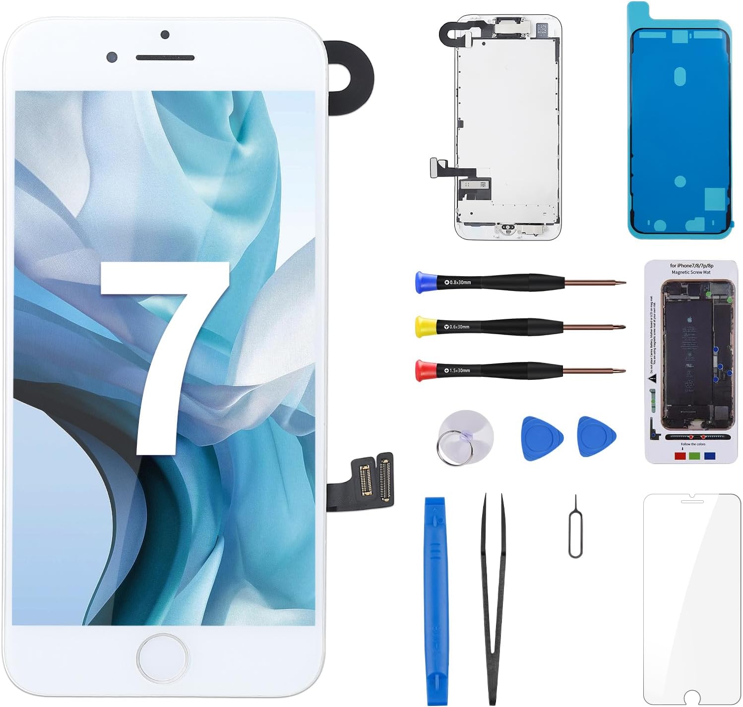 Picture of Amazon.com: CYKJGS for iPhone 7 Screen Replacement White with Home ...