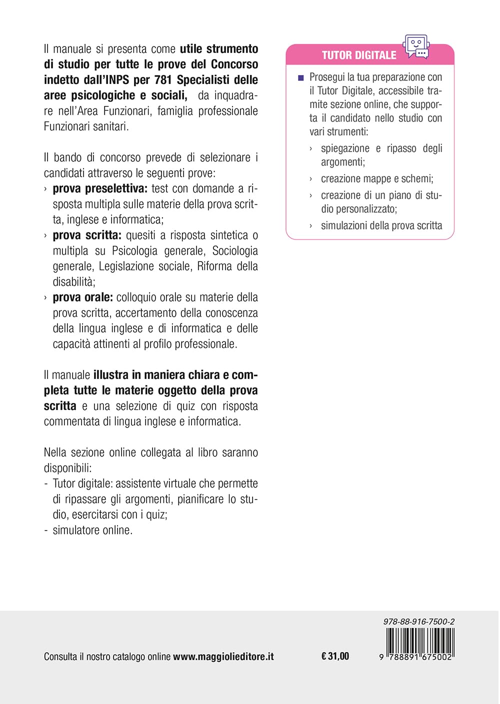 Concorso INPS 781 Funzionari Sanitari Aree Psicologiche e Sociali - Manuale per tutte le prove con teoria e quiz