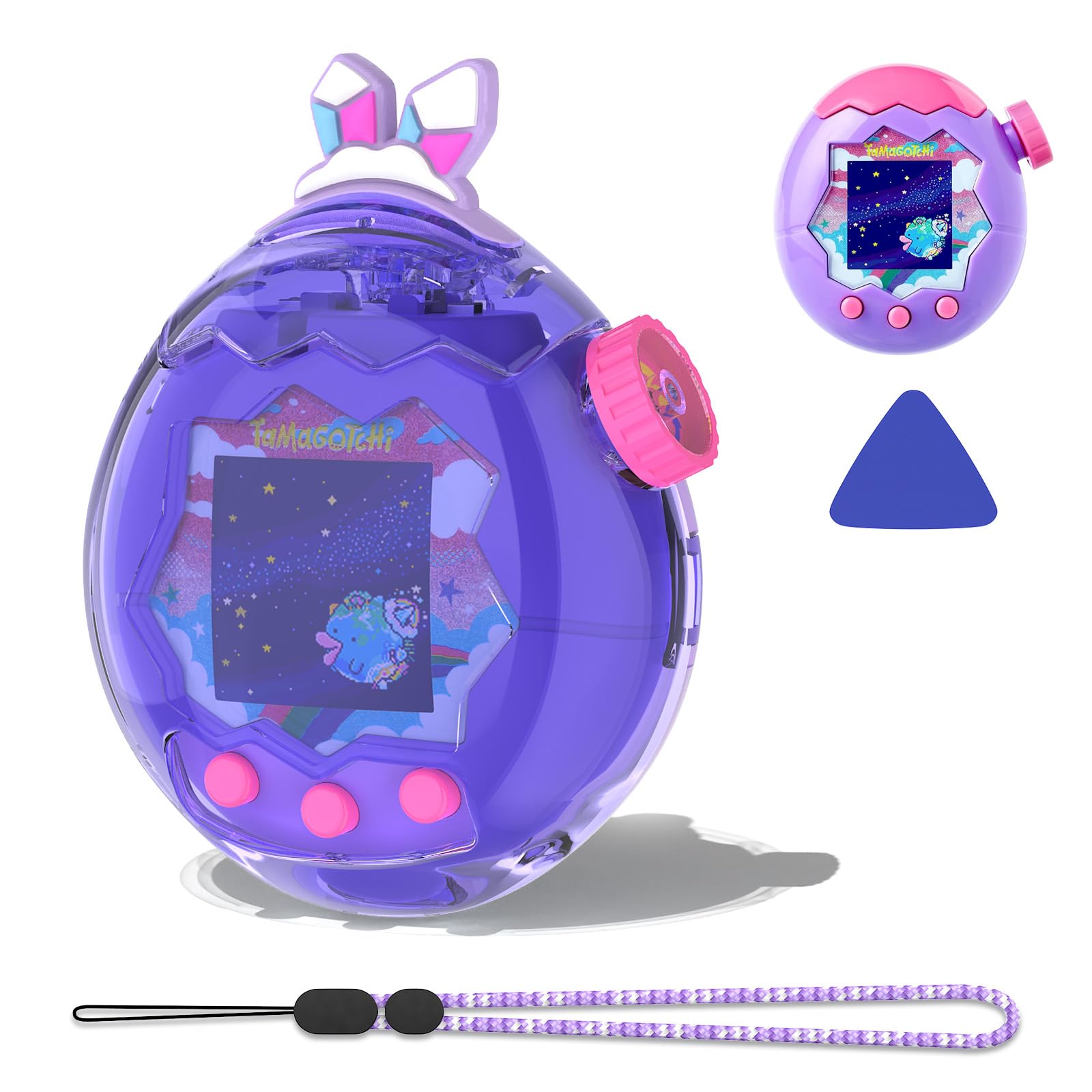 Tamagotci Paradise Kit de protection PC – Housse de protection et couvercle de dessin animé en polycarbonate avec outil de levier + cordon réglable, résistant aux chocs, aux rayures et à la poussière