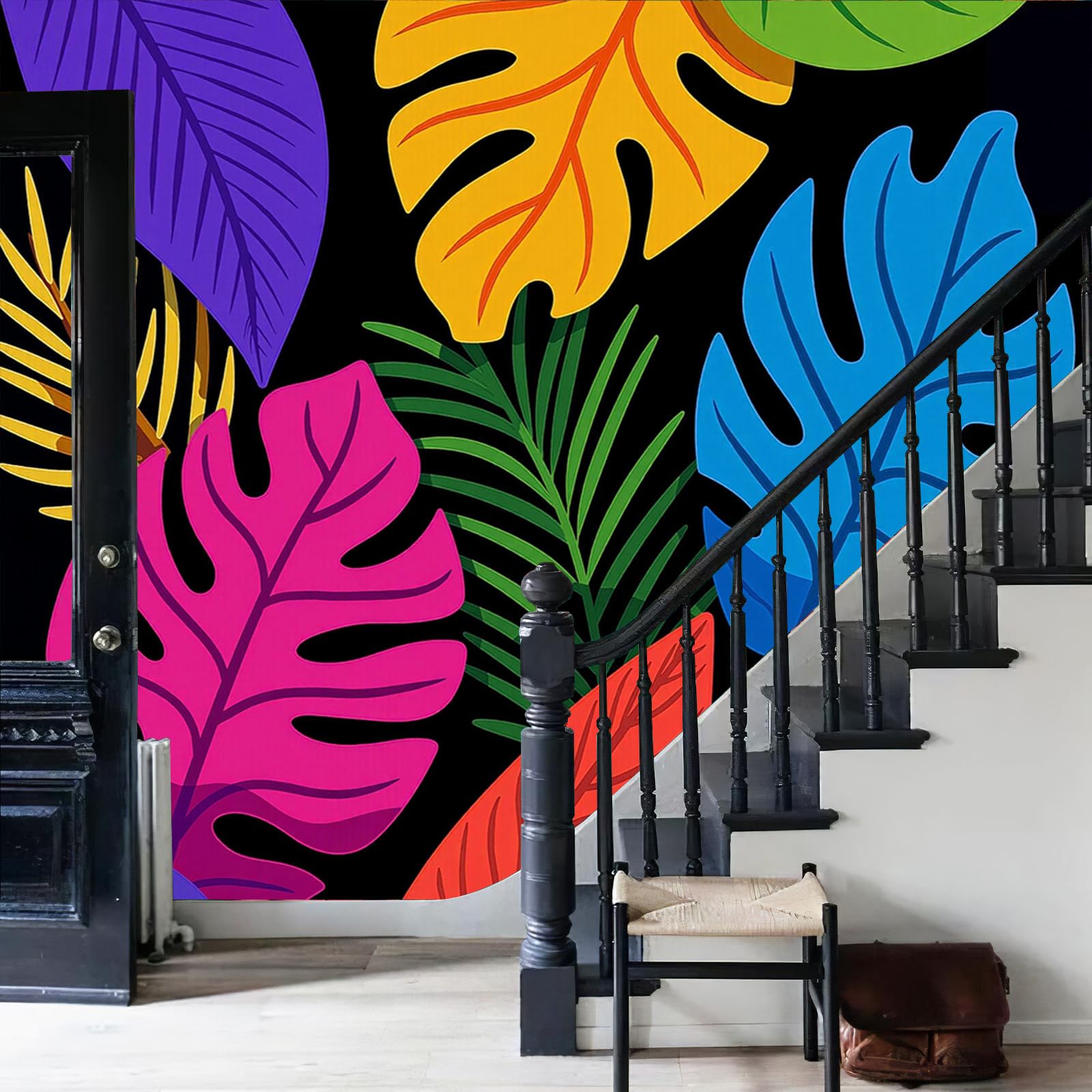 Papier peint panoramique intissé jungle pour masquer un mur abîmé salon 350x256cm